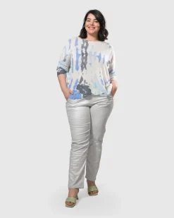 Women Alembika Plus<Watercolor Boxy Sweater, Nautical