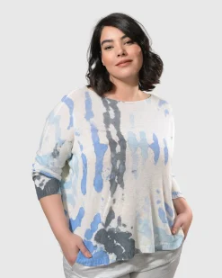 Women Alembika Sweaters & Cardigans<Watercolor Boxy Sweater, Nautical