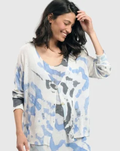 Women Alembika Sweaters & Cardigans<Watercolor Cardigan Sweater, Nautical
