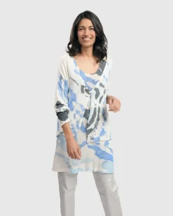 Women Alembika Sweaters & Cardigans<Watercolor Cardigan Sweater, Nautical