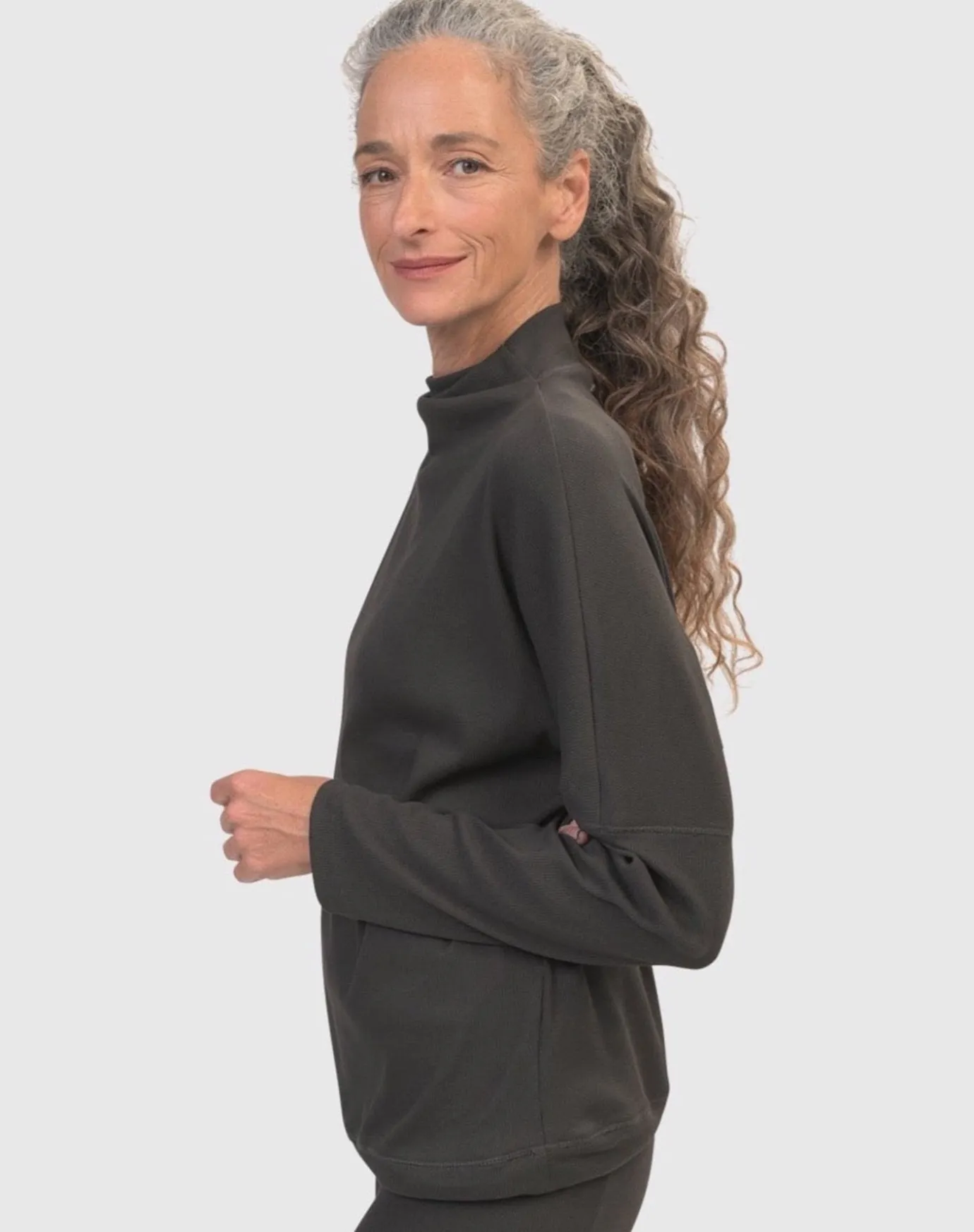 Women Alembika Tops & Tunics<Zen Drawstring Sweatshirt, Charcoal
