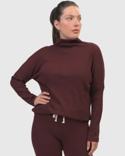 Women Alembika Tops & Tunics<Zen Drawstring Sweatshirt, Wine