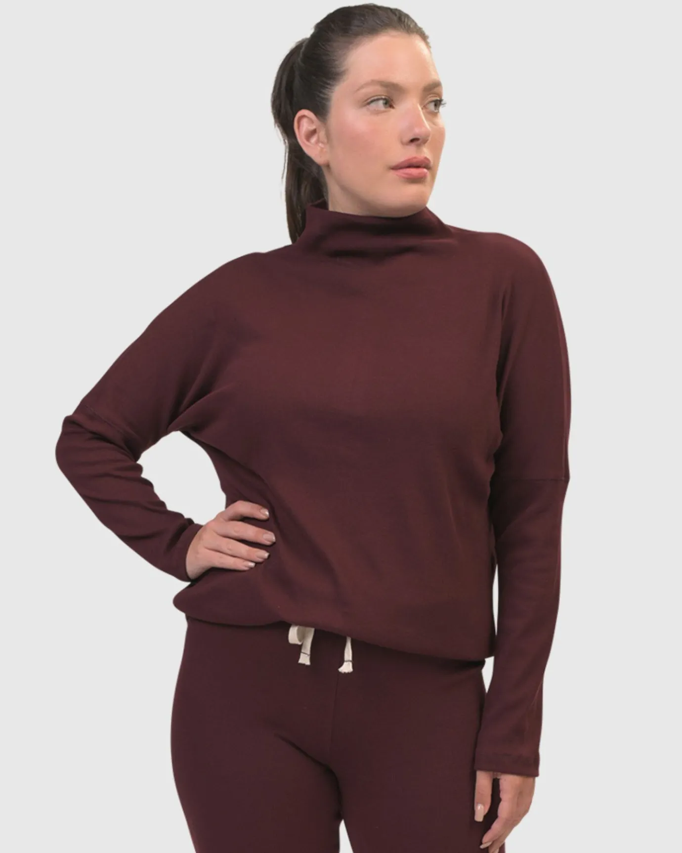 Women Alembika Tops & Tunics<Zen Drawstring Sweatshirt, Wine