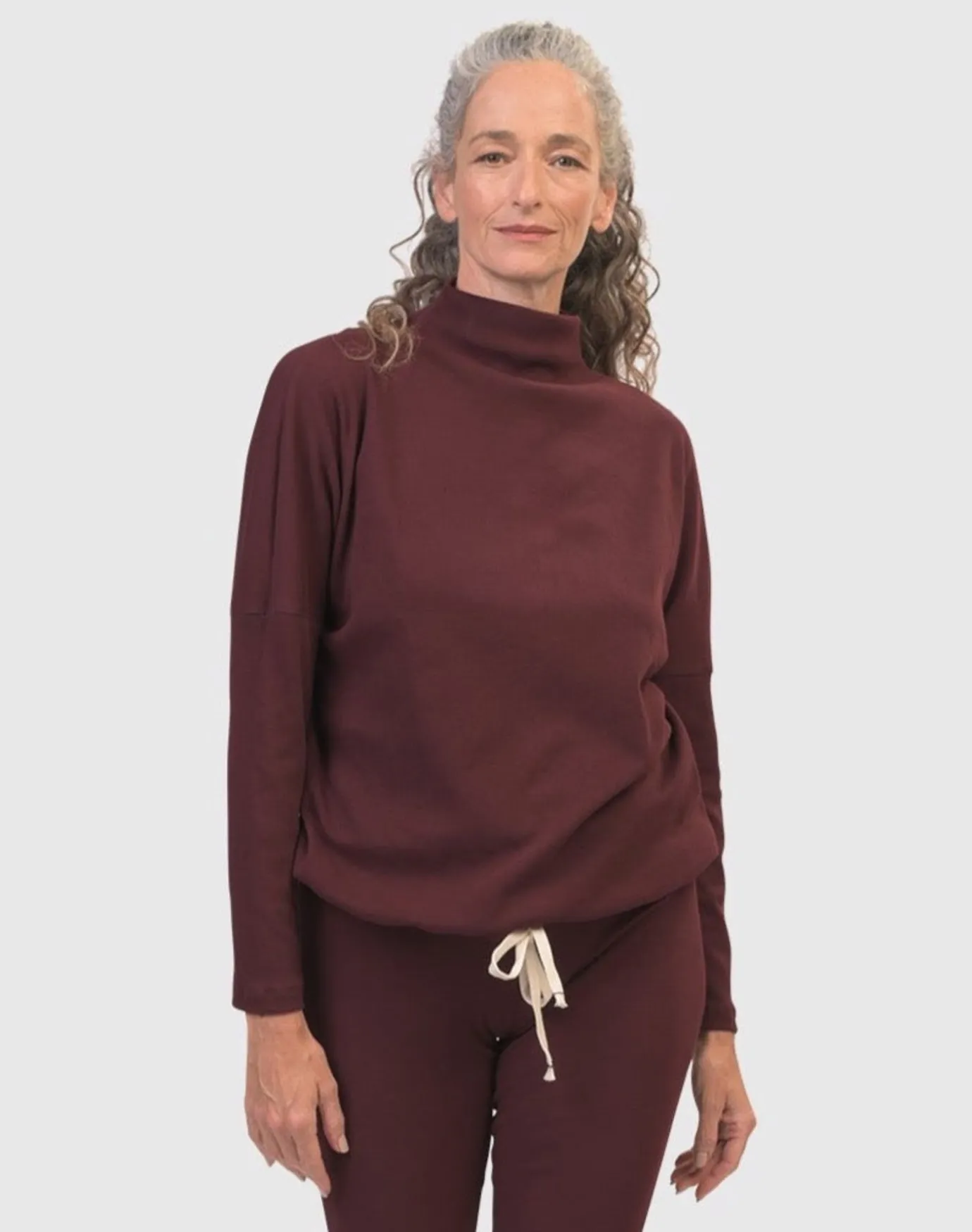 Women Alembika Tops & Tunics<Zen Drawstring Sweatshirt, Wine
